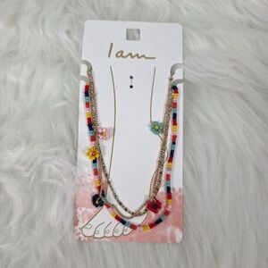 Iam Floral Colorful Beaded Anklet Set